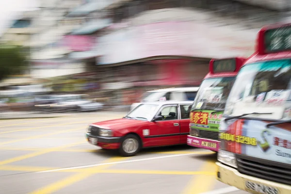 Mouvement brouillé Taxi à Hong Kong . — Photo