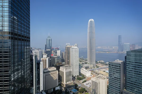 Vista elevada del distrito financiero de Hong Kong . — Foto de Stock