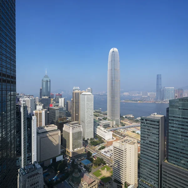 Hong Kong s affärsdistrikt forhojd utsikt. — Stockfoto
