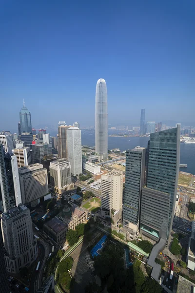 Vue surélevée du quartier des affaires de Hong Kong . — Photo