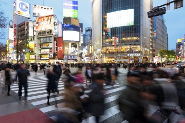 Shibuya Tokyo'da crossing, Japonya.