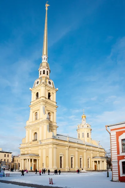 Peter και Paul καθεδρικό ναό στο παρασκήνιο της μπλε του ουρανού. Χειμώνα, — Φωτογραφία Αρχείου