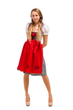 Bavyera kız beyaz arka plan üzerinde izole