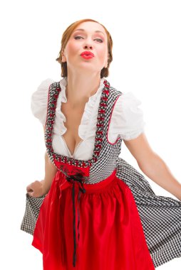 Bavyera kız beyaz arka plan üzerinde izole