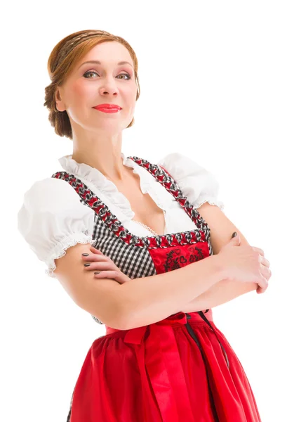 Beierse meisje geïsoleerd op witte achtergrond — Stockfoto