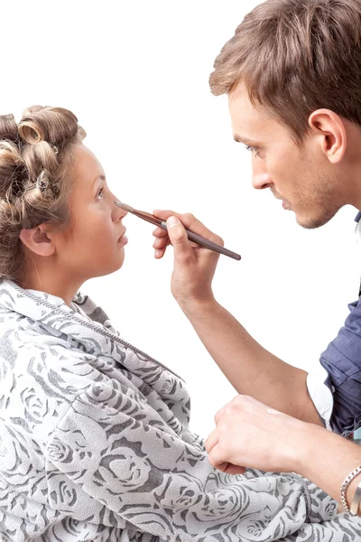 Trucco Applicando. Truccatore applicando — Foto Stock