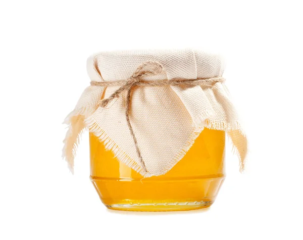 Honey jar on white background — Stock Photo, Image