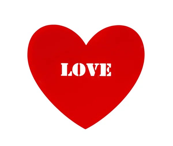 人工心臓の白い背景の上の単語「愛」 — ストック写真
