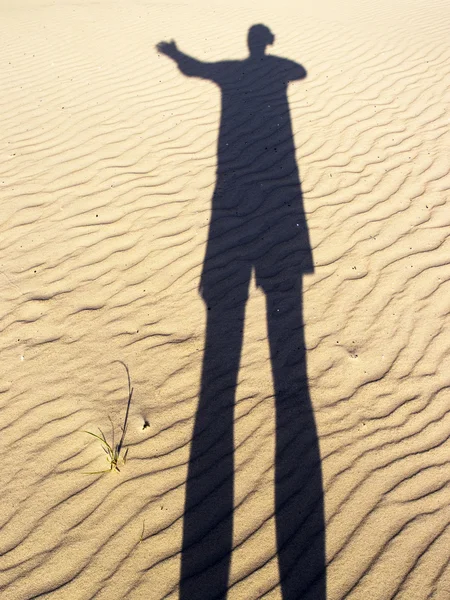 The shadow of a man on the sand