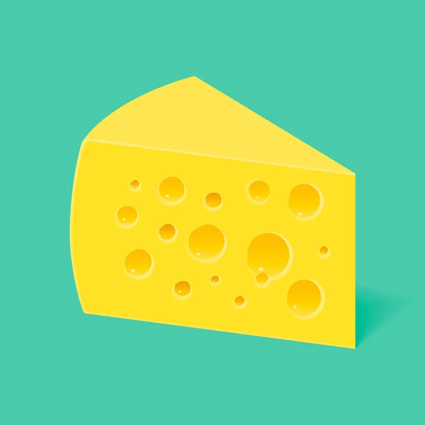 Piece of cheese with holes on a blue background — Stock Vector