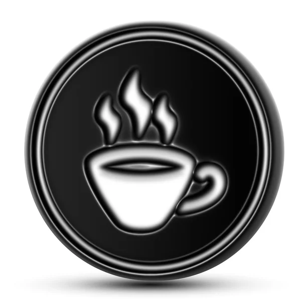 Kaffe tid ikonen på räknaren svart. Isolerade. — Stockfoto
