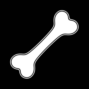 Siyah arka planda izole edilmiş bir kemiğin beyaz simgesi. Görüntü.