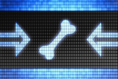 Mavi ekrandaki kemik ikonu. 3B Görüntü.