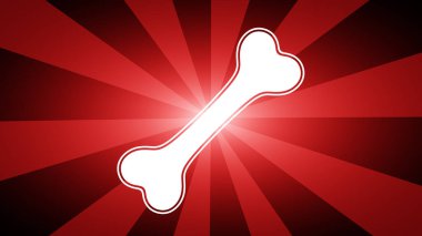 Kırmızı arkaplanda beyaz bir kemik simgesi. Görüntü.