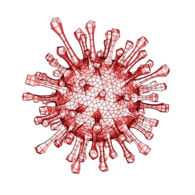 Tarama sırasında beyaz arkaplanda 3 boyutlu ağ olarak virüs tespit edildi. 3B Görüntü.