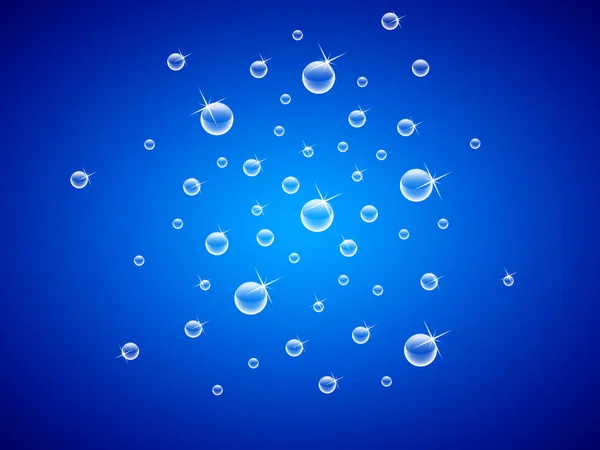 抽象闪亮的气泡在蓝色的背景上飘扬 说明1 — 图库照片