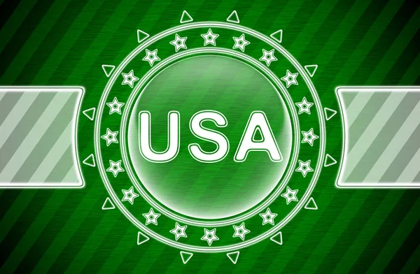 Word Usa Binnenkant Van Het Ronde Decoratieve Frame Groen Gestreepte — Stockfoto