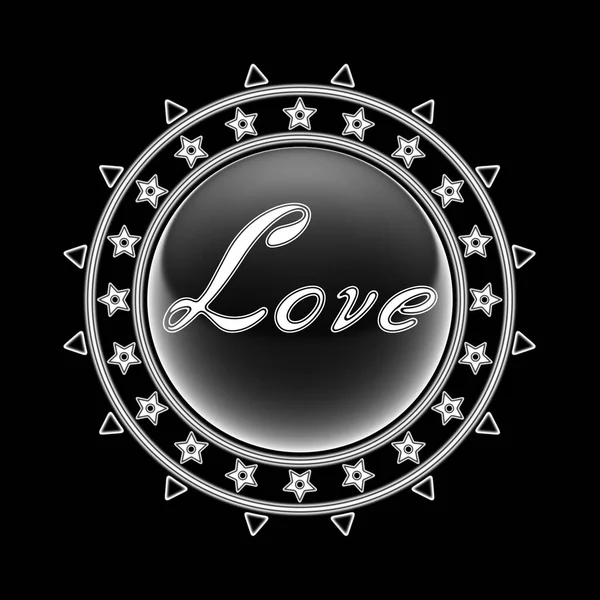 Word Love Decorative Frame Isolated Black Background Illustration — Stock Photo, Image