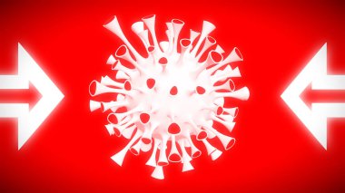 Kırmızı ışık panosundaki bir virüsün beyaz simgesi. Görüntü.