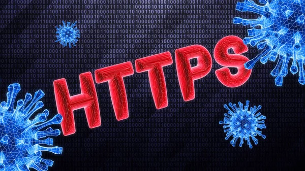 Https Icon Mesh Isolated Tech Background Binary Cyberspace Infected Virus — Stock Photo, Image