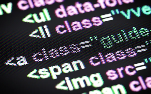 Código HTML en la pantalla — Foto de Stock