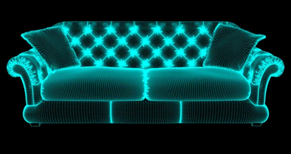 Sofa with grid on the black background — Stock Photo, Image