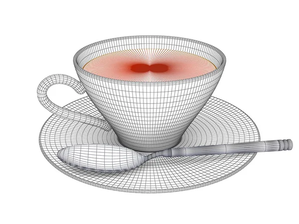 Teacup with grid on the white background — Stock Photo, Image