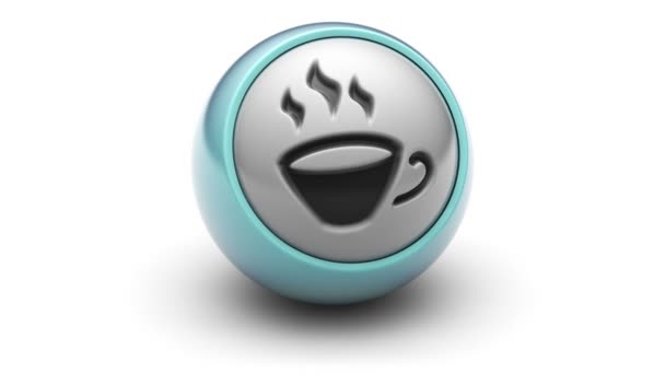 Kaffee-Ikone am Ball — Stockvideo