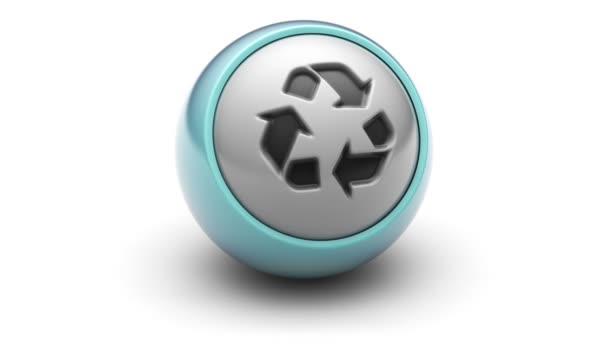 Recycling-Symbol auf dem Ball. — Stockvideo