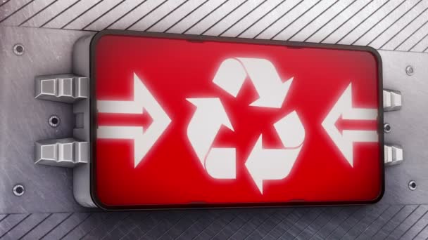 Ανακύκλωσης εικονίδιο για την πινακίδα. — Αρχείο Βίντεο