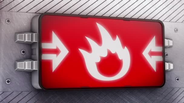 Flammensymbol auf dem Schild. — Stockvideo