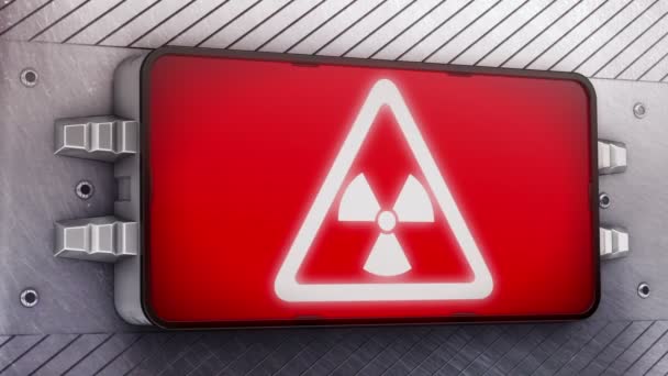 Radiation icon on the signboard. — Stock Video