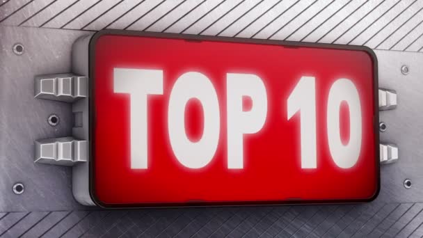 "Top 10 "op het bord. Looping. — Stockvideo