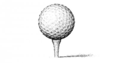 Beyaz bir arka plan üzerinde çizilmiş golfball. Döngü.