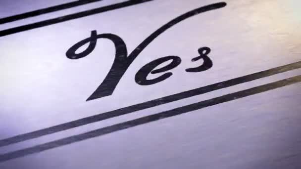 "Ano "na papíře. Opakování. — Stock video