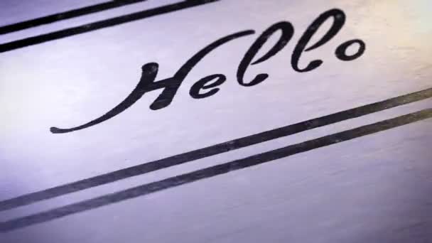 "Hello" on a paper. — Stock Video