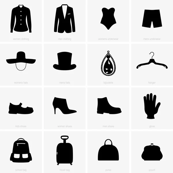 Vêtements objets, images d'ombre — Image vectorielle