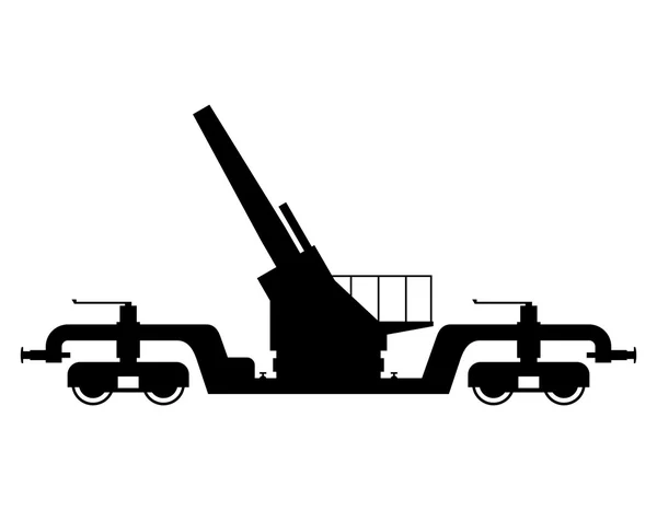 Залізнична гармата, тіньове зображення — стоковий вектор