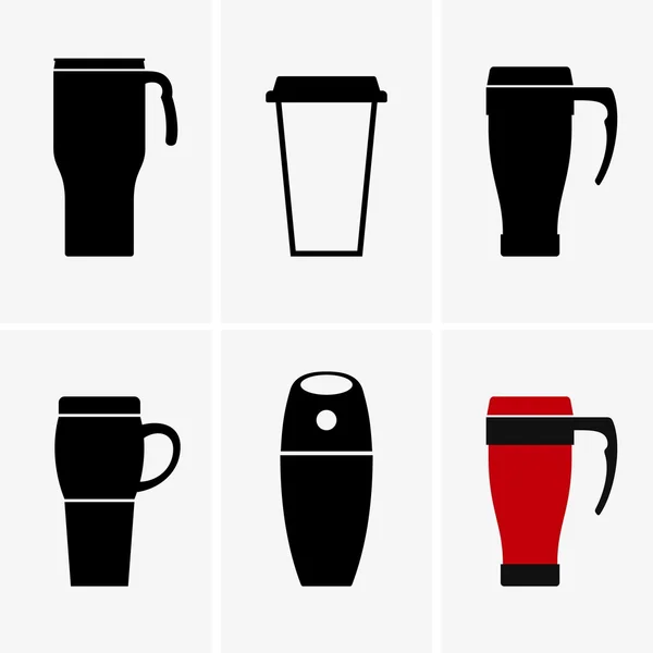 Coffee travel mugs — Stock Vector