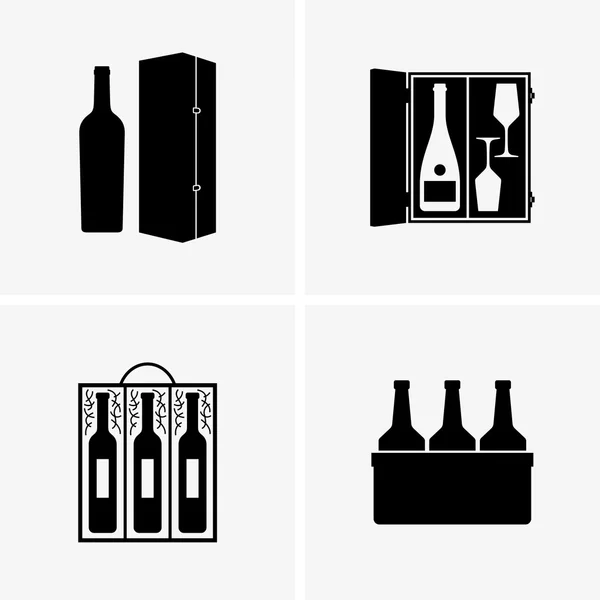 Wine gift boxes, shade pictures — Stock Vector