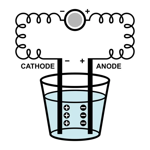 Demonstration of electrolysis process — Stock Vector