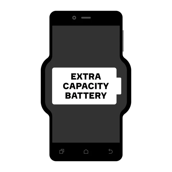 Teléfono inteligente con una batería de capacidad extra — Vector de stock
