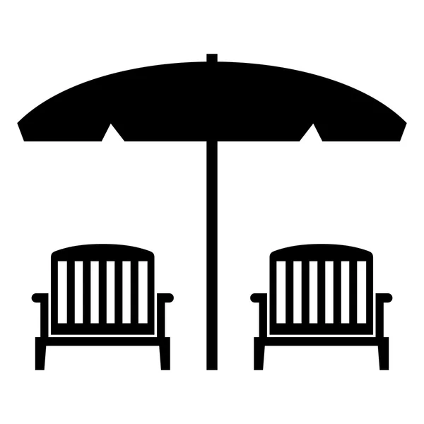 沙滩椅一把雨伞 — 图库矢量图片