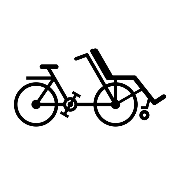 Bicicleta silla de ruedas en perfil — Vector de stock