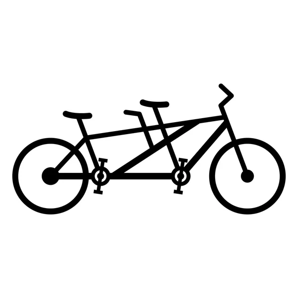 Bicicleta tándem en perfil — Vector de stock