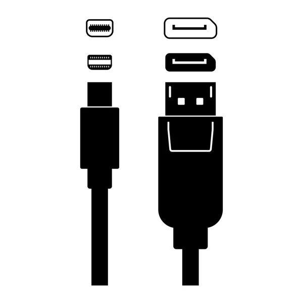 Ενσωματωμένων θυρών DisplayPort, εικόνες σκιάς — Διανυσματικό Αρχείο