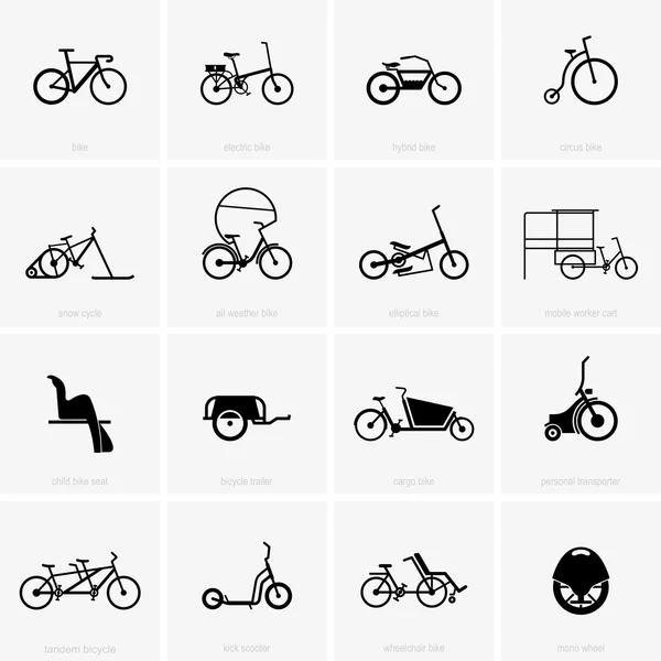 Différents types de vélos — Image vectorielle