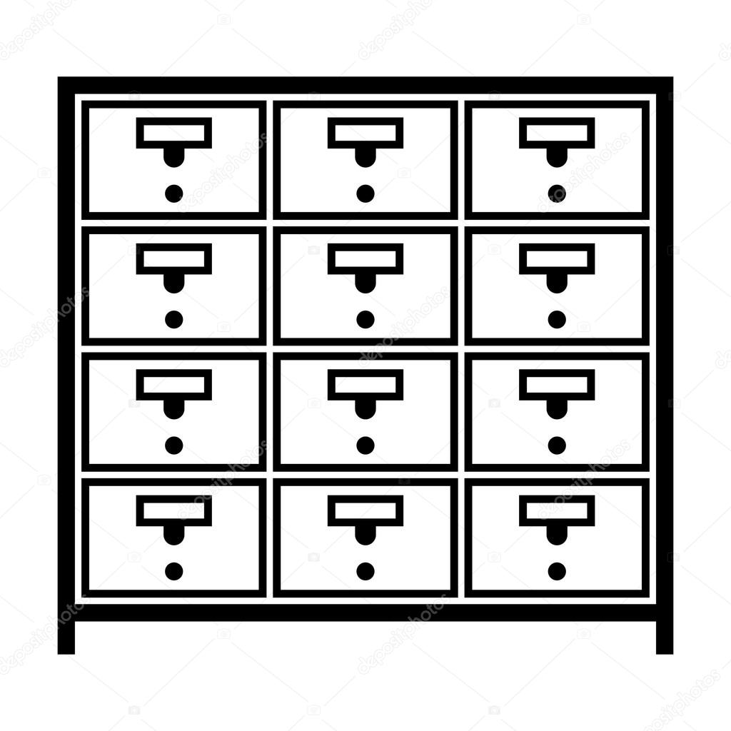 Card catalog with drawers Stock Vector by ©Den.Barbulat 124253214