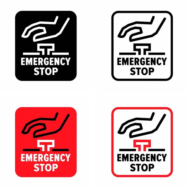 按手按 紧急停止 按钮墙上的信息标志 — 图库矢量图片