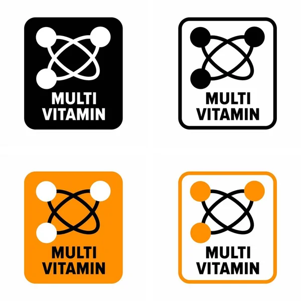 Multi Vitamina Contenuta Alimenti Prodotti Cosmetici Medicinali Cartello Informativo — Vettoriale Stock